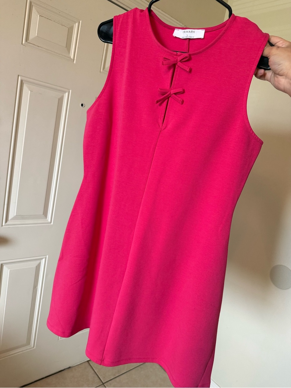 Sleeveless Bow-Accent Dress - Hot Pink